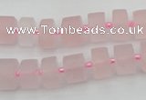 CRB452 15.5 inche 7*11mm tyre matte rose quartz gemstone beads