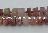 CRB460 15.5 inche 6*10mm tyre matte strawberry quartz gemstone beads