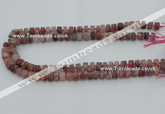 CRB460 15.5 inche 6*10mm tyre matte strawberry quartz gemstone beads