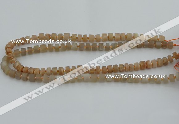 CRB462 15.5 inche 5*8mm tyre matte moonstone gemstone beads