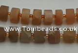 CRB463 15.5 inche 6*10mm tyre matte moonstone gemstone beads