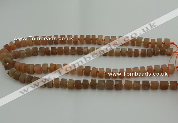 CRB463 15.5 inche 6*10mm tyre matte moonstone gemstone beads