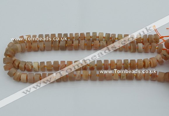 CRB464 15.5 inche 8*12mm tyre matte moonstone gemstone beads