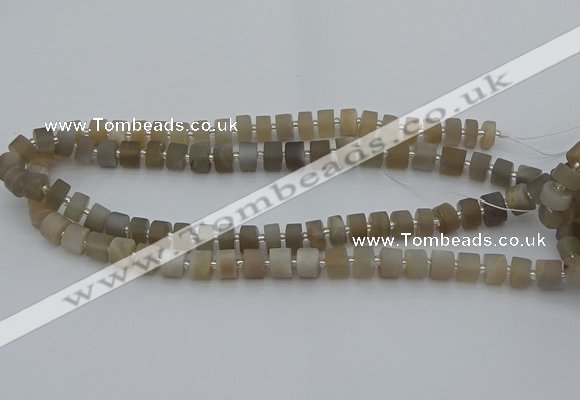 CRB466 15.5 inche 6*10mm tyre matte grey moonstone gemstone beads