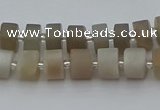 CRB467 15.5 inche 8*12mm tyre matte grey moonstone gemstone beads