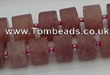 CRB480 15.5 inches 8*14mm tyre strawberry quartz beads wholesale