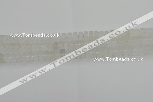 CRB499 15.5 inches 5*8mm tyre matte white crystal beads wholesale