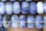 CRB5007 15.5 inches 4*6mm rondelle matte blue spot stone beads