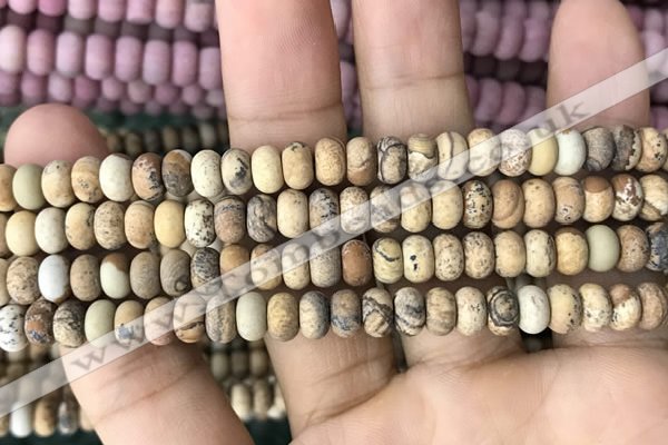 CRB5011 15.5 inches 4*6mm rondelle matte picture jasper beads