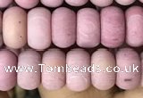 CRB5013 15.5 inches 4*6mm rondelle matte pink wooden fossil jasper beads