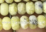 CRB5021 15.5 inches 4*6mm rondelle matte yellow pine turquoise beads