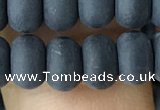 CRB5066 15.5 inches 5*8mm rondelle matte black agate beads wholesale