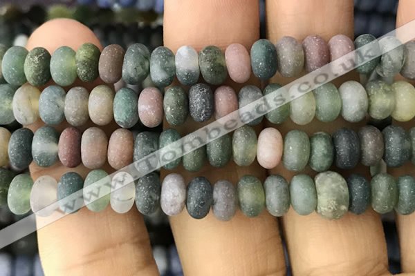 CRB5069 15.5 inches 5*8mm rondelle matte Indian agate beads wholesale