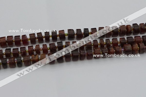 CRB507 15.5 inches 6*12mm tyre orange garnet beads wholesale