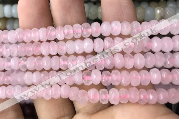 CRB5100 15.5 inches 4*6mm faceted rondelle rose quartz beads