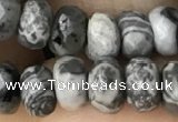 CRB5111 15.5 inches 4*6mm faceted rondelle grey picture jasper beads