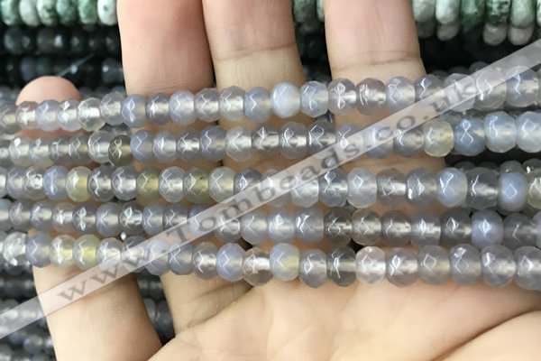 CRB5112 15.5 inches 4*6mm faceted rondelle grey agate beads