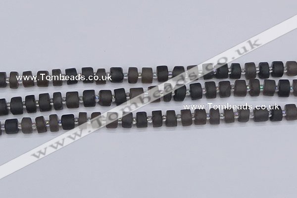 CRB512 15.5 inches 5*8mm tyre matte ice black obsidian beads