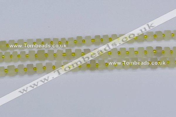 CRB518 15.5 inches 5*8mm tyre matte lemon quartz beads