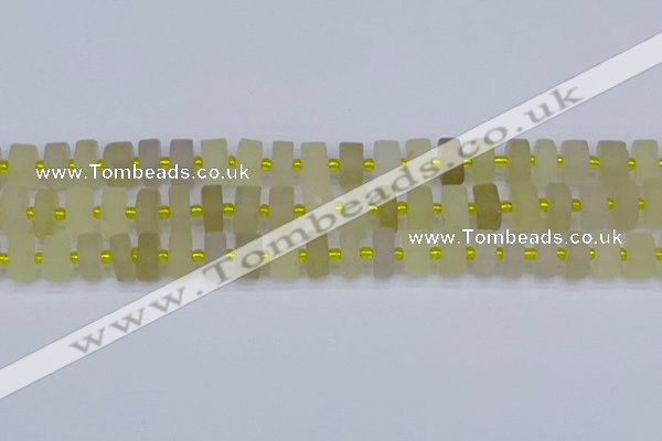 CRB519 15.5 inches 6*10mm tyre matte lemon quartz beads