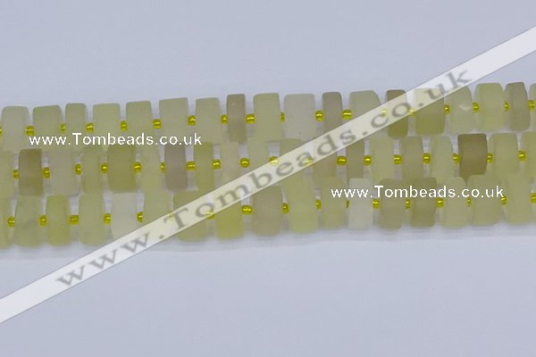 CRB521 15.5 inches 7*14mm tyre matte lemon quartz beads