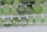 CRB524 15.5 inches 5*8mm tyre matte green rutilated quartz beads