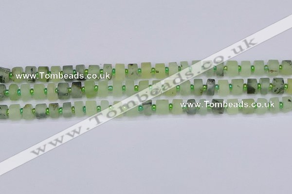 CRB524 15.5 inches 5*8mm tyre matte green rutilated quartz beads