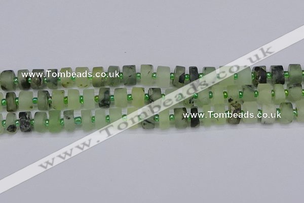 CRB525 15.5 inches 6*10mm tyre matte green rutilated quartz beads