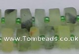 CRB526 15.5 inches 6*12mm tyre matte green rutilated quartz beads