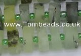 CRB527 15.5 inches 7*14mm tyre matte green rutilated quartz beads