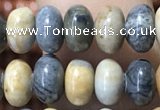 CRB5308 15.5 inches 4*6mm rondelle black picasso jasper beads