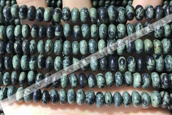 CRB5343 15.5 inches 5*8mm rondelle green picture jasper beads