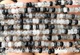 CRB5415 15 inches 2.5*4mm rondelle black rutilated quartz beads