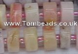 CRB545 15.5 inches 7*14mm tyre natural pink opal gemstone beads