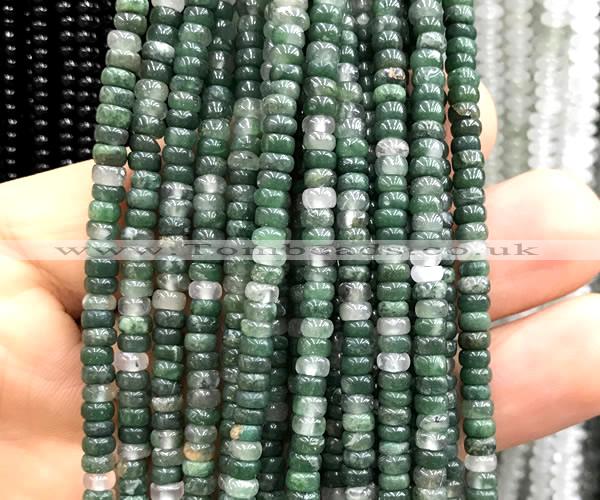 CRB5461 15 inches 2.5*4mm rondelle moss agate beads wholesale