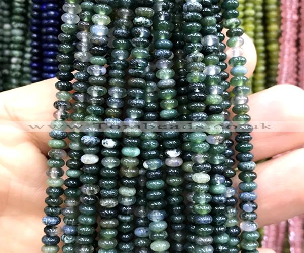 CRB5462 15 inches 2.5*4mm rondelle moss agate beads wholesale