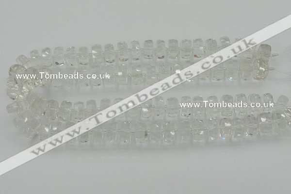 CRB551 15.5 inches 8*14mm faceted rondelle white crystal beads