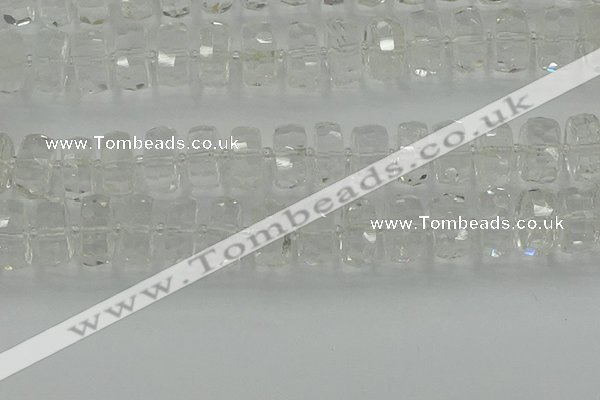 CRB553 15.5 inches 8*18mm faceted rondelle white crystal beads