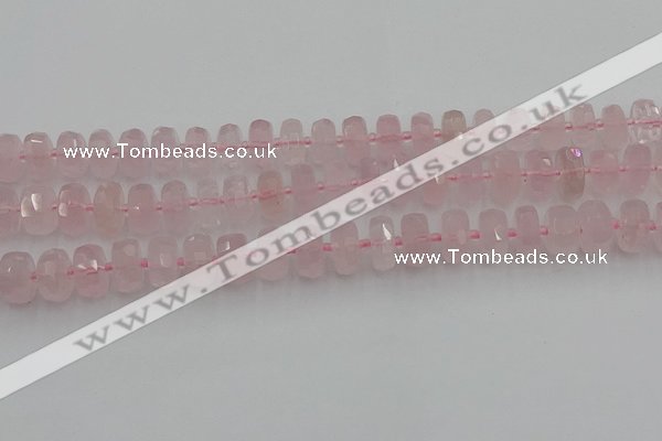 CRB557 15.5 inches 6*10mm faceted rondelle rose quartz beads