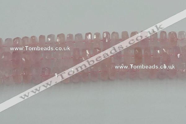 CRB559 15.5 inches 8*14mm faceted rondelle rose quartz beads