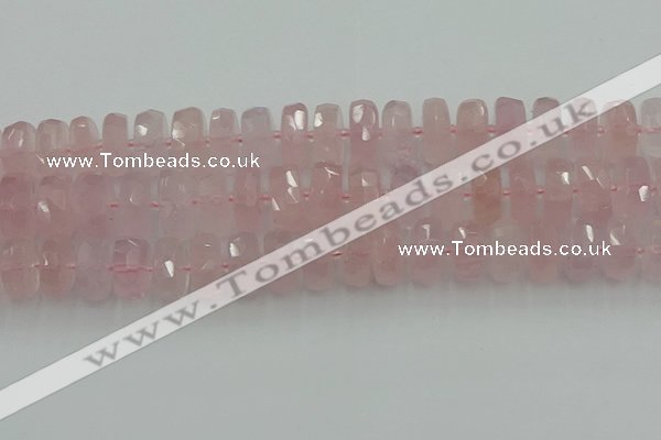 CRB560 15.5 inches 8*16mm faceted rondelle rose quartz beads