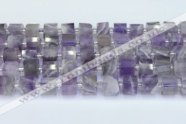 CRB5604 15.5 inches 7mm - 8mm faceted tyre amethyst beads