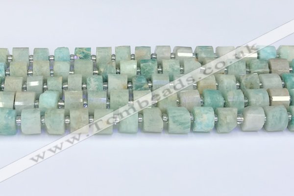 CRB5608 15.5 inches 7mm - 8mm faceted tyre amazonite beads