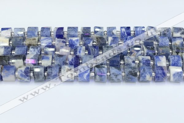 CRB5609 15.5 inches 7mm - 8mm faceted tyre sodalite beads