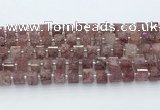 CRB5610 15.5 inches 7mm - 8mm faceted tyre strawberry quartz beads