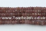 CRB5623 15.5 inches 6*10mm faceted rondelle strawberry quartz beads