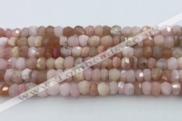 CRB5630 15.5 inches 4*6mm - 5*7mm faceted rondelle pink opal beads