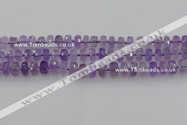 CRB565 15.5 inches 6*10mm faceted rondelle amethyst beads