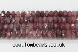 CRB5660 15.5 inches 7*11mm-9*13mm faceted rondelle strawberry quartzbeads wholesale