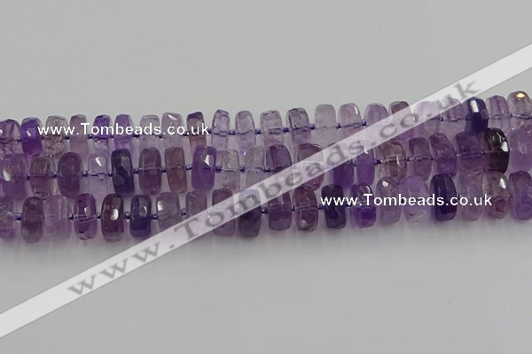 CRB567 15.5 inches 8*14mm faceted rondelle amethyst beads